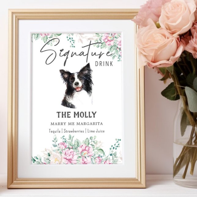 Poster Panneau de signature de chien Collie Bordure (Créateur téléchargé)