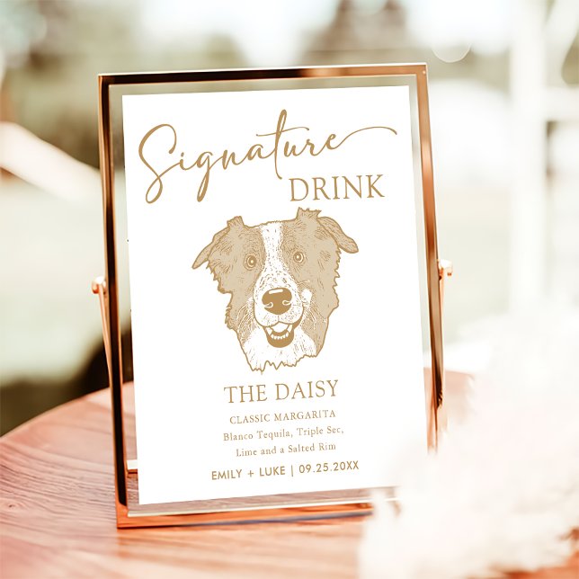 Poster Panneau de signature Mariage de chien Collie de bo (Créateur téléchargé)