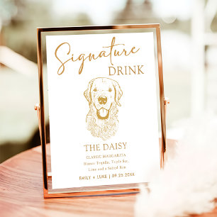 Poster Panneau de signature Mariage de chien Golden Retri