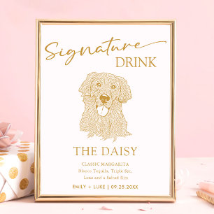 Poster Panneau de signature Mariage de chien Golden Retri