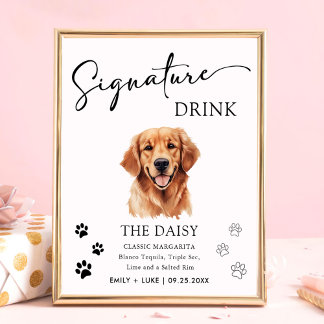 Poster Panneau de signature Mariage de chien Golden Retri