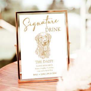 Poster Panneau de signature Mariage de chien Golden Retri