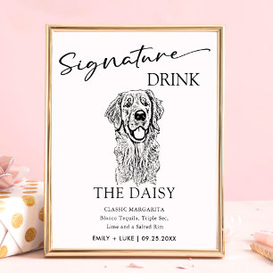 Poster Panneau de signature Mariage de chien Golden Retri