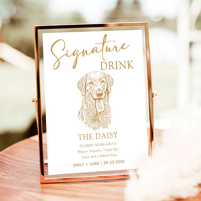 Poster Panneau de signature Mariage de chien Golden Retri (Créateur téléchargé)