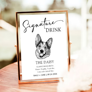 Poster Panneau de signature Mariage Welsh Corgi