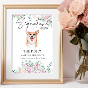 Poster Panneau de signature Mariage Welsh Corgi