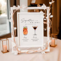 Panneau de signature minimaliste Boissons Mariage