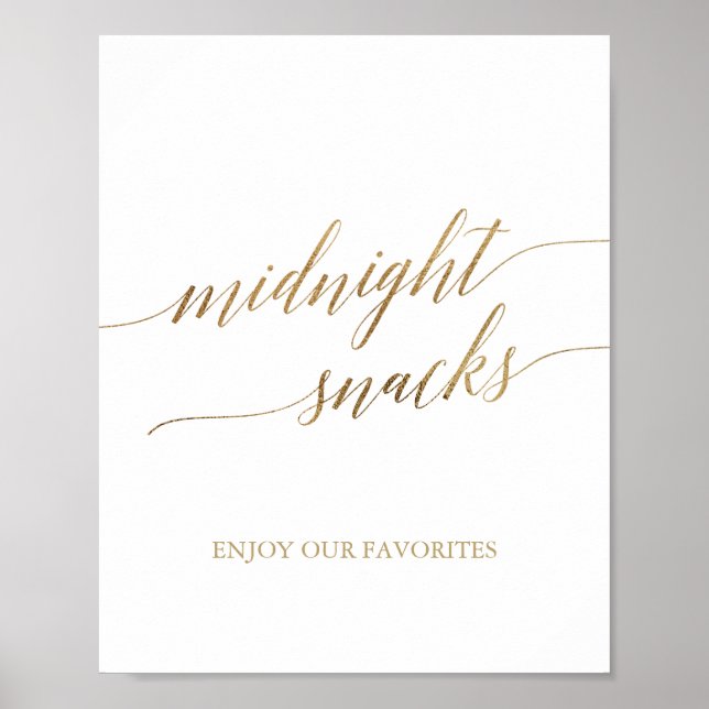 Poster Panneau de snacks de minuit en calligraphie dorée  (Devant)