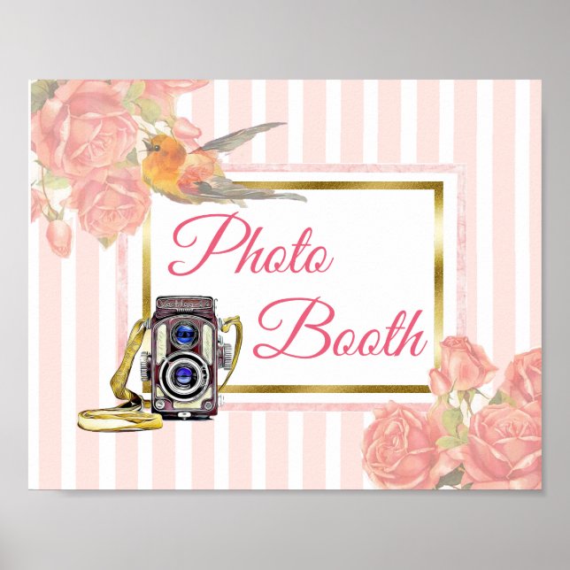 Poster Panneau de stand de photomaton de mariage à fleurs (Devant)