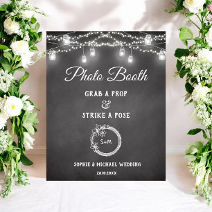 Poster Panneau de stand de photomaton de mariage noir et 