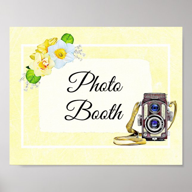 Poster Panneau de stand photo de mariage à fleurs jaunes (Devant)