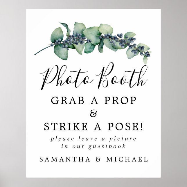 Poster Panneau de stand photo de mariage botanique élégan (Devant)