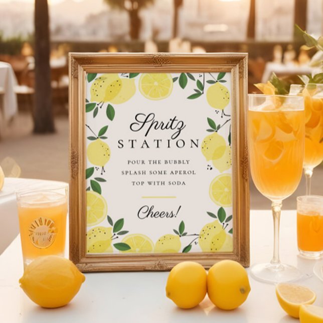 Poster Panneau de station Citrus jaune citron Aperol Spri (Créateur téléchargé)