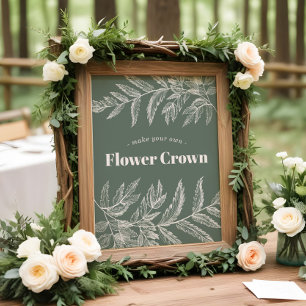 Poster Panneau de station de couronne de fleurs de bois d