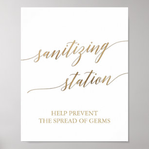 Poster Panneau de station de désinfection en calligraphie