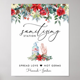 Poster Panneau de station de désinfection Floral rustiq