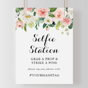 Poster Panneau de station de selfie à feuillage vert flor