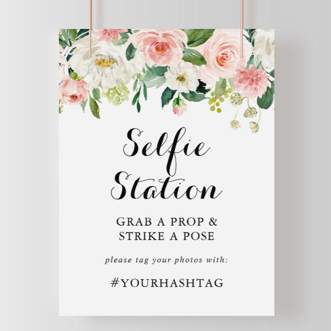 Poster Panneau de station de selfie à feuillage vert flor (Créateur téléchargé)