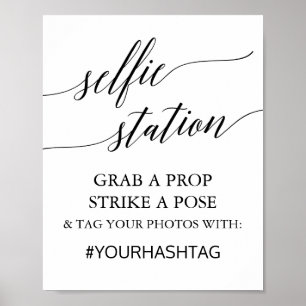 Poster Panneau de station de selfie élégant en calligraph