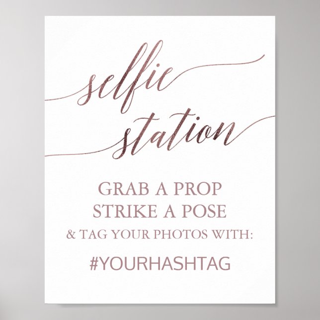 Poster Panneau de station de selfie en calligraphie or ro (Devant)