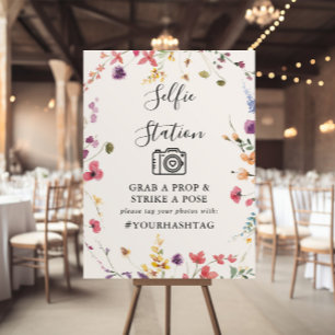 Poster Panneau de station de selfie florale sauvage color