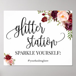 Poster Panneau de station pailleté pour mariage floral ma