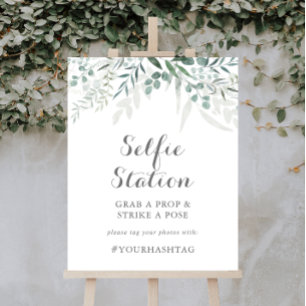 Poster Panneau de station Selfie Eucalyptus vert minimali
