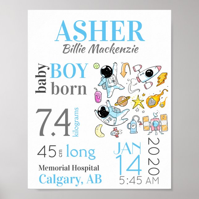 Poster Panneau de statistiques de naissance pour nouveau- (Devant)