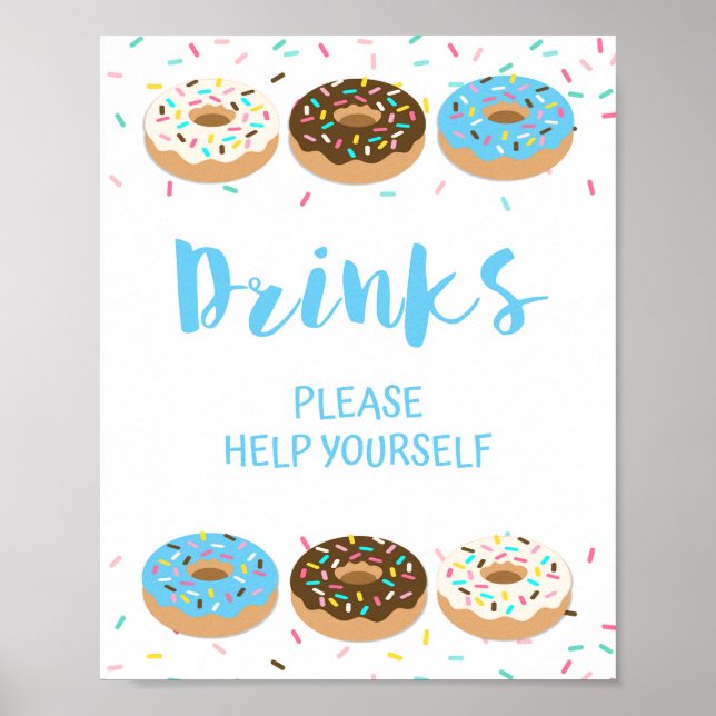 Poster Panneau de table à boisson Bleu Donut Sprinkler Do (Devant)