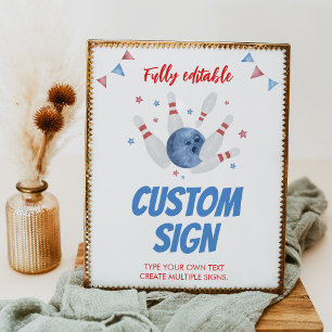 Poster Panneau de table Anniversaire de enfant de Bowling