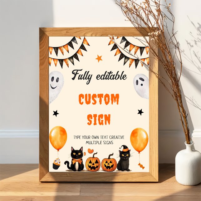 Poster Panneau de table Boo Chat Noir Halloween Party (Créateur téléchargé)