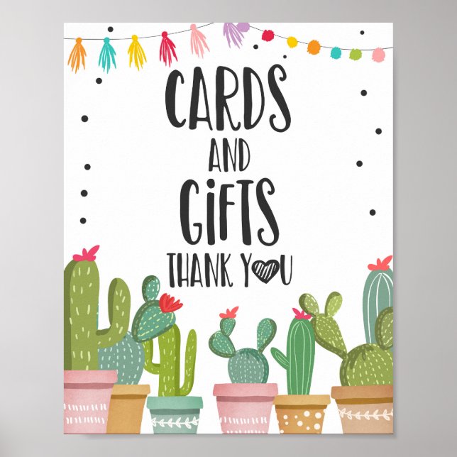 Poster Panneau de table Cactus Fiesta Merci pour Cartes e (Devant)