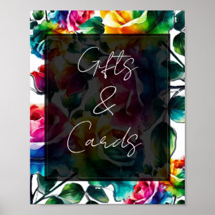 Poster Panneau de table Cadeaux de mariage et Cartes Rose