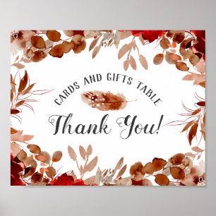 Poster Panneau de table Cartes et Cadeaux de Fleurs Beaut