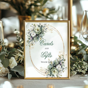 Poster Panneau de table Cartes et Cadeaux de verdure à l'