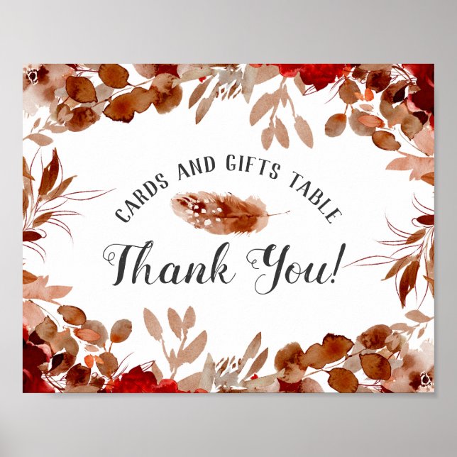 Poster Panneau de table Cartes et Cadeaux Fleuris de Beau (Devant)