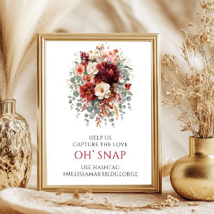 Poster Panneau de table Chic automne Marsala Floral Oh Sn