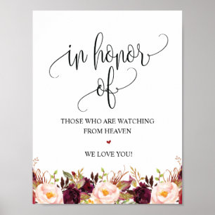Poster Panneau de table commémoratif de mariage à calligr