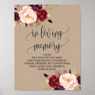 Poster Panneau de table commémoratif de mariage à la mémo