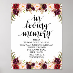 Poster Panneau de table commémoratif de mariage calligrap