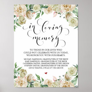 Poster Panneau de table commémoratif de mariage en souven