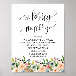 Poster Panneau de table commémoratif de mariage en souven