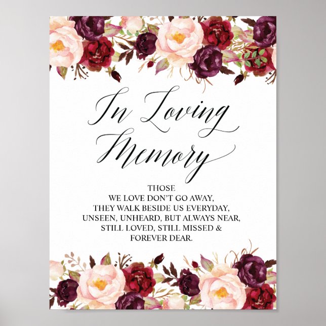 Poster Panneau de table commémoratif de mariage en souven (Devant)