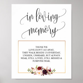 Poster Panneau de table commémoratif de mariage v5 en sou