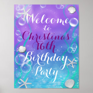 Poster Panneau de table de bienvenue Enchanté sous la mer