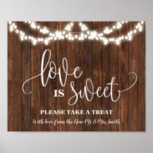 Poster Panneau de table de dessert sucré d'amour Mariage
