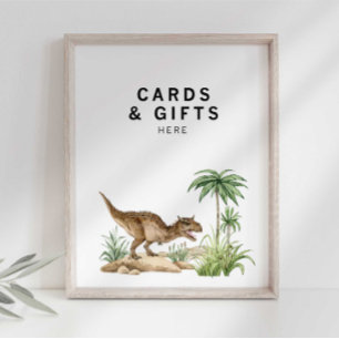 Poster Panneau de table de dinosaure jurassique aquarelle