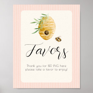 Poster Panneau de table de faveur rose pour Baby Shower s