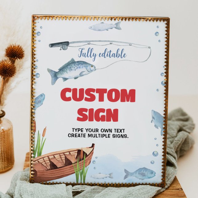 Poster Panneau de table de fête d'anniversaire de pêche (Créateur téléchargé)