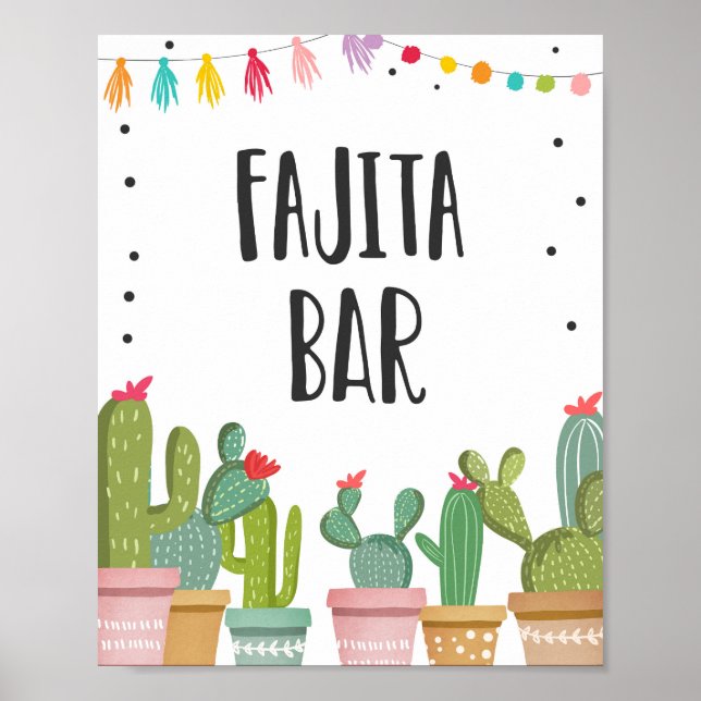 Poster Panneau de table de fête de bar à fajitas Cactus (Devant)